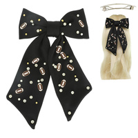 FOOTBALL THEME BOW BARRETTE HAIR CLIP